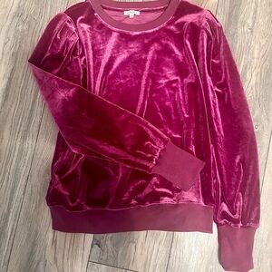 JODIFL Plush Velvet Crewneck Sweater - Deep Raspberry